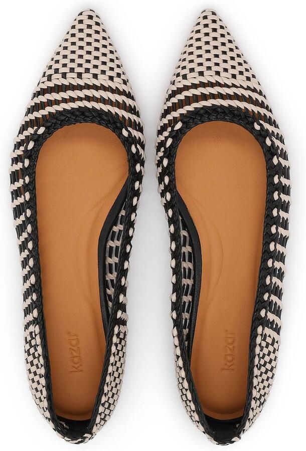 Kazar Elegant interlaced leather pumps in black and beige - Foto 4