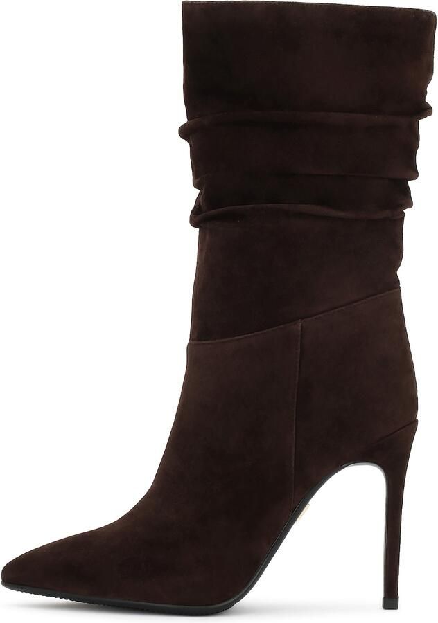 Kazar Brown suede boots with a slender heel