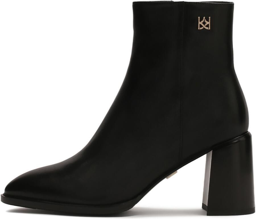 Kazar Black leather boots with a wide heel