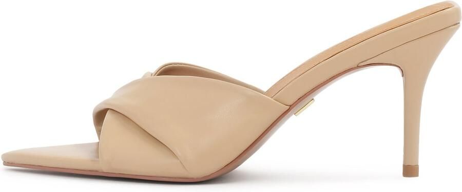 Kazar Elegant stiletto mules with decorative overlapping strap