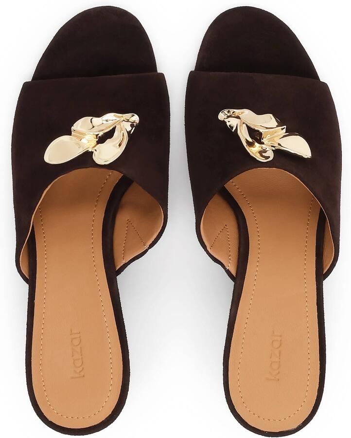 Kazar Brown mules with jewelry embellishment - Foto 4