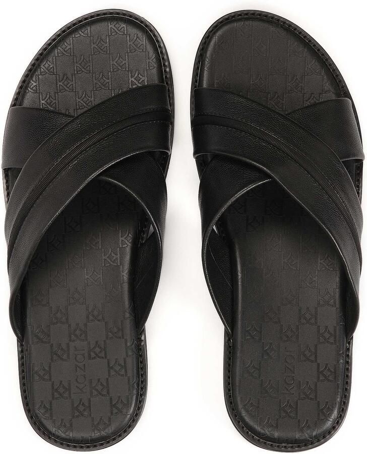 Kazar Heren leren slippers met kruisbanden - Foto 5