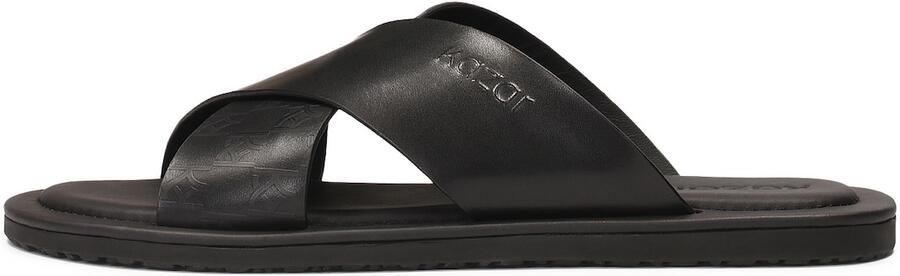 Kazar Minimalistische zwarte leren slides Black Heren