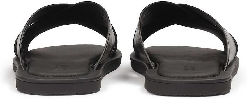 Kazar Minimalistische zwarte leren slides Black Heren - Foto 4