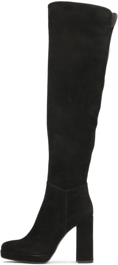 Kazar Suede musketiers met hoge hak en plateauzool Black Dames