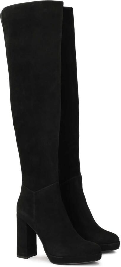 Kazar Suede musketiers met hoge hak en plateauzool Black Dames - Foto 2