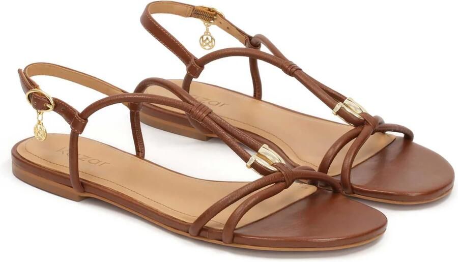 Kazar Brown flat sandals in full grain leather - Foto 4