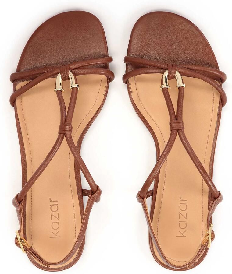 Kazar Brown flat sandals in full grain leather - Foto 3