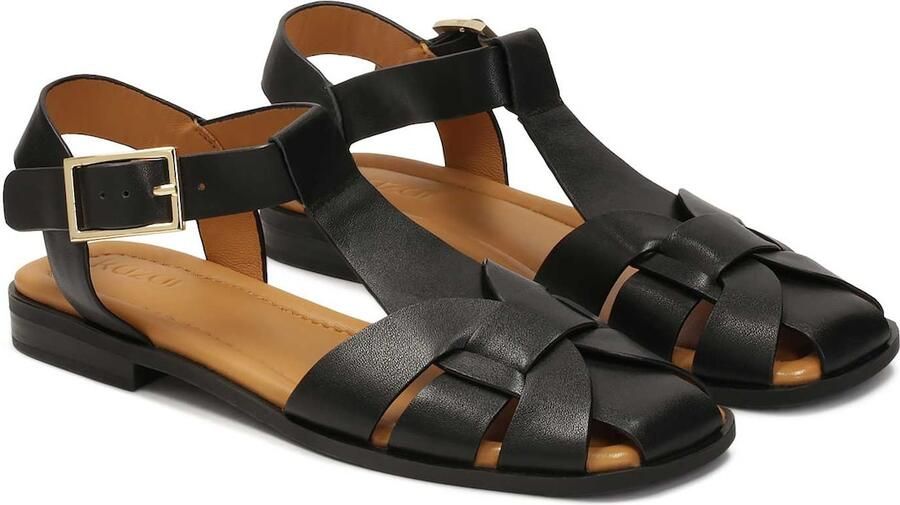 Kazar Zwarte leren sandalen.Dit product valt groot uit. - Foto 4