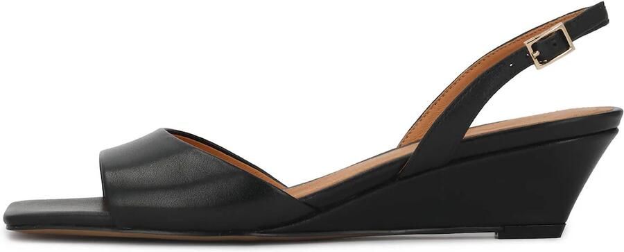 Kazar Black platform sandals with square toe