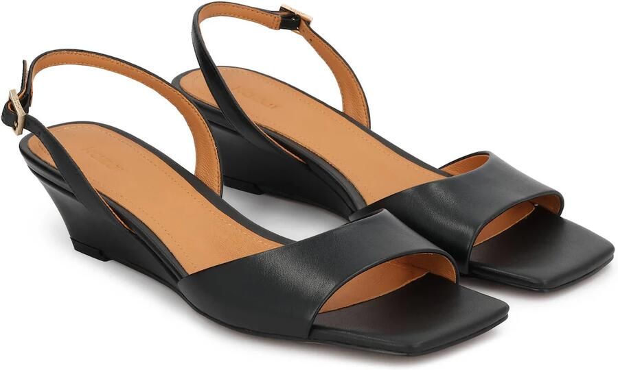 Kazar Black platform sandals with square toe - Foto 3