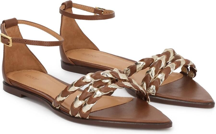 Kazar Flat brown and gold pointed toe sandals - Foto 2
