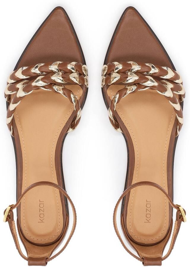 Kazar Flat brown and gold pointed toe sandals - Foto 4
