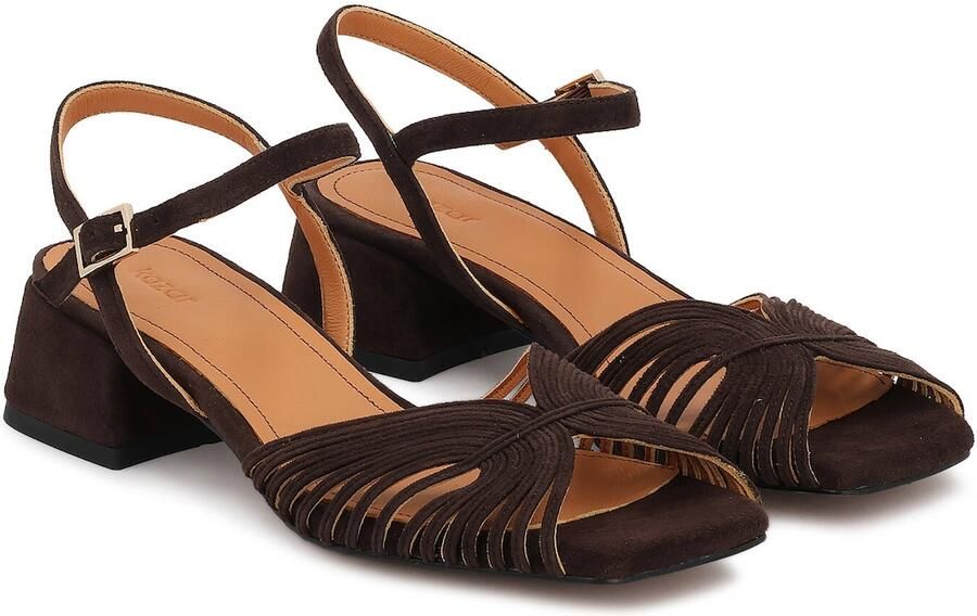 Kazar donkerbruine suède sandalen met fijne bandjes - Foto 2