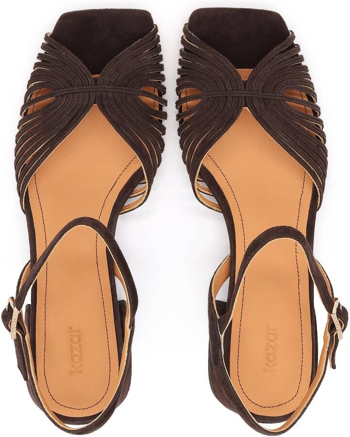 Kazar donkerbruine suède sandalen met fijne bandjes - Foto 5