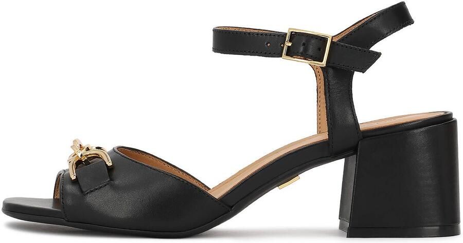 Kazar Black leather sandals with jewelry embellishment