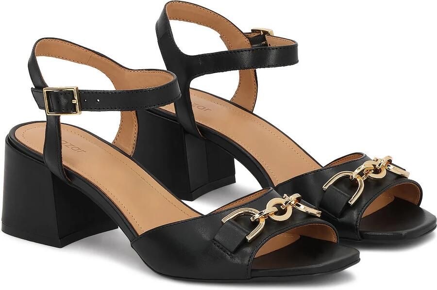 Kazar Black leather sandals with jewelry embellishment - Foto 3