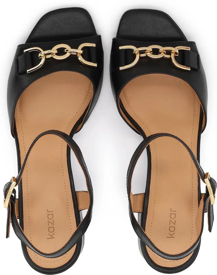 Kazar Black leather sandals with jewelry embellishment - Foto 2