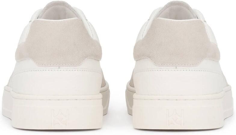 Kazar Men's white leather sneakers with grey suede accents - Foto 5