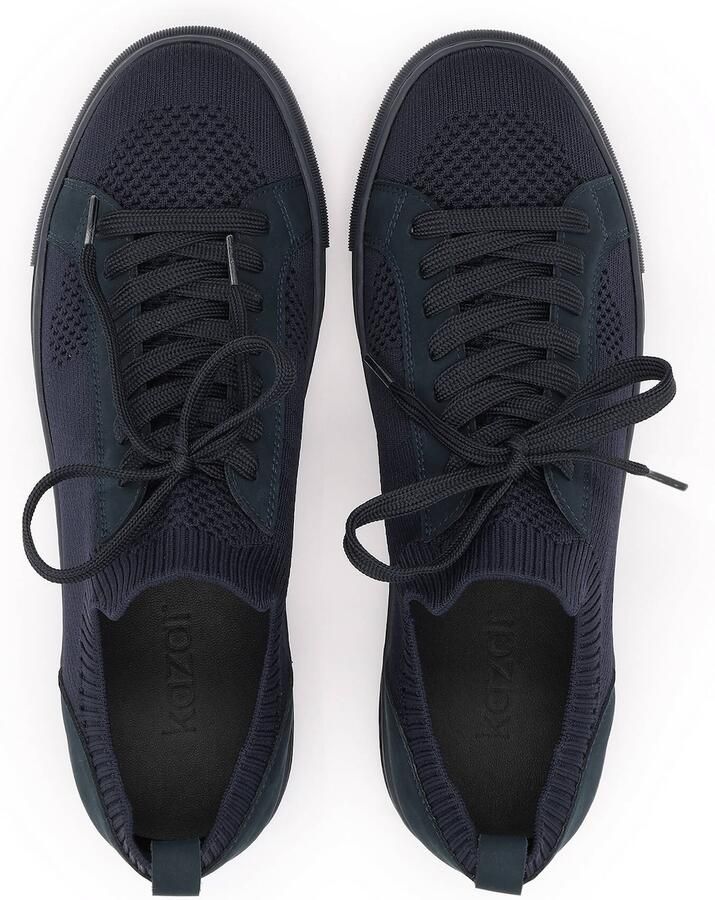 Kazar marineblauwe sneakers van stof en nubuck met trekkoord - Foto 3