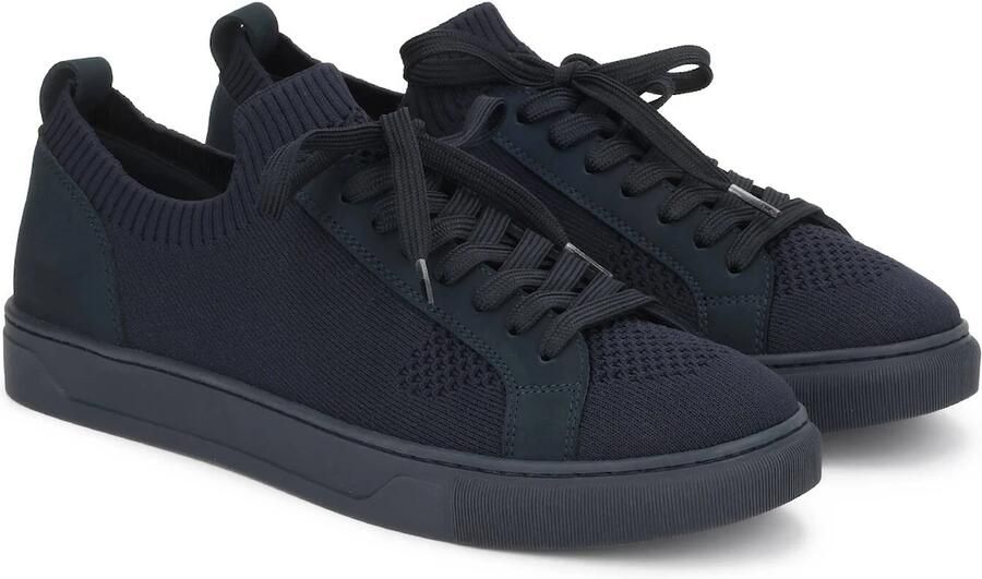 Kazar marineblauwe sneakers van stof en nubuck met trekkoord - Foto 4