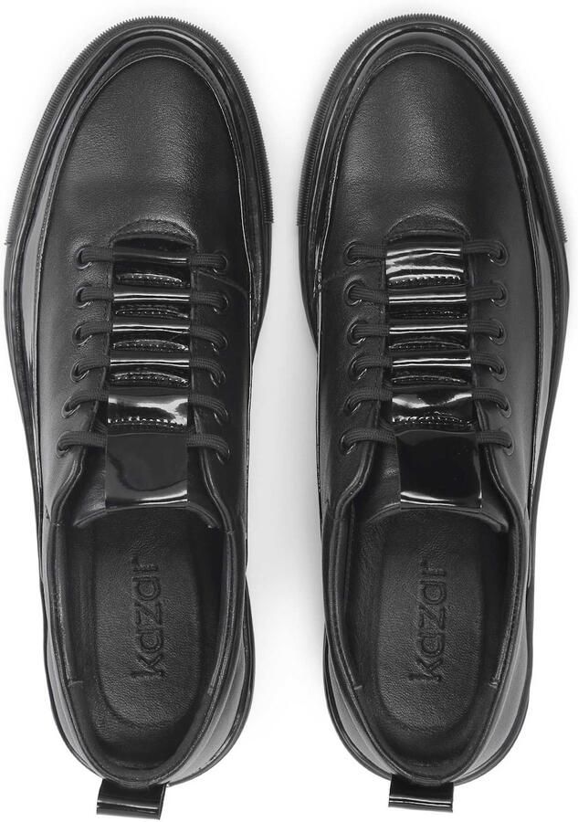 Kazar Heren sneakers van zwart leer met elegante inzetstukken - Foto 4