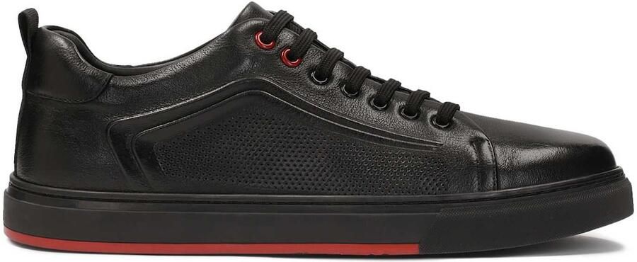 Kazar Zwarte leren sneakers met perforatie en rode inzet.Dit product valt groot uit. - Foto 5