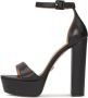 Kazar Zwarte leren platform sandalen met blokhak Black Dames - Thumbnail 2