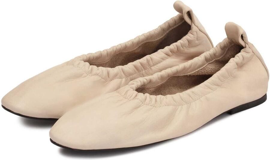 Kazar Beige leren ballerina's met elastiek op de bovenkant Beige Dames - Foto 2