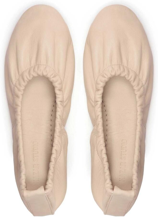 Kazar Beige leren ballerina's met elastiek op de bovenkant Beige Dames - Foto 4