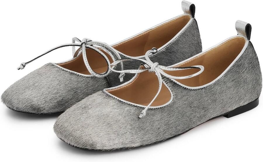 Kazar Studio Ballerina met riempjes grijs grafiet - Foto 3