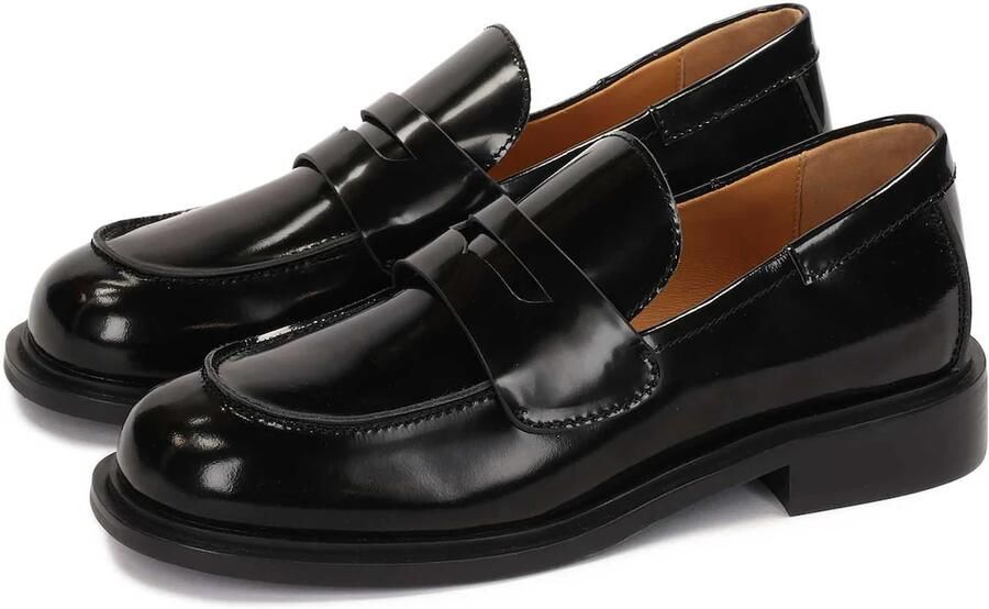 Kazar Studio Gelakte schoenen met stiksels aan de voorkant Black Dames - Foto 4