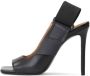 Kazar Studio Zwarte lederen sandalen op een hak met een vierkante teen - Thumbnail 2