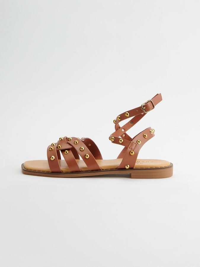 KOROSHI Sandalen met riem kastanjebruin goud