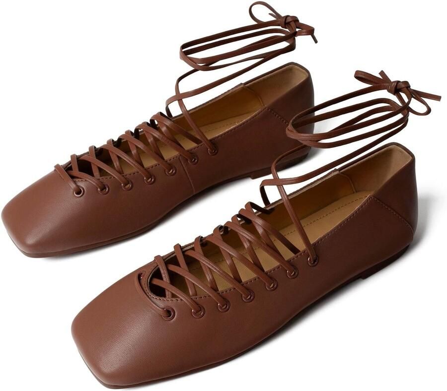 L37 HANDMADE SHOES Ballerina met riempjes 'IN THE SHAPE OF YOU' bruin - Foto 2