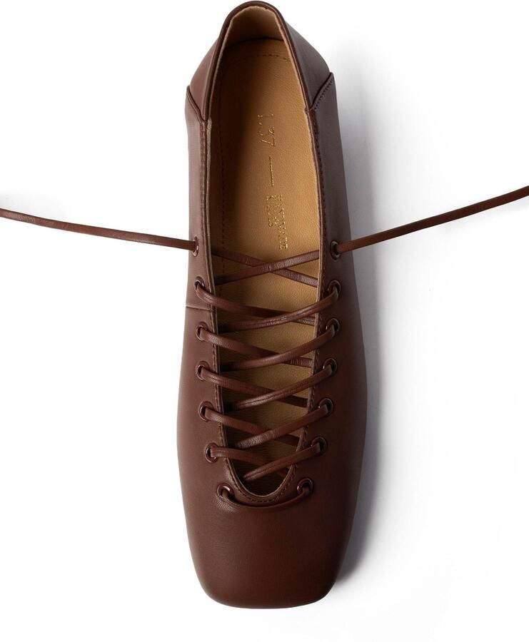 L37 HANDMADE SHOES Ballerina met riempjes 'IN THE SHAPE OF YOU' bruin - Foto 3