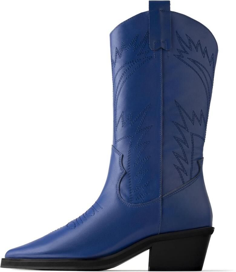 L37 HANDMADE SHOES Enkellaarsje 'HOLLY LEAVES' blauw