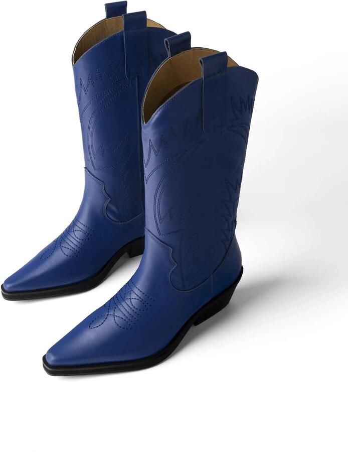 L37 HANDMADE SHOES Enkellaarsje 'HOLLY LEAVES' blauw - Foto 4