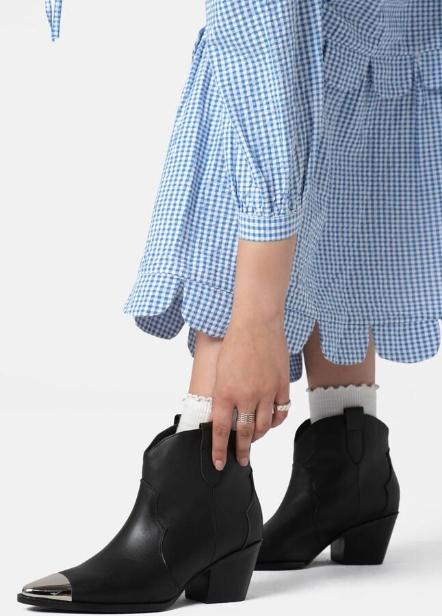 L37 HANDMADE SHOES Enkellaarsje 'MANHATTAN SKYLINE' zwart
