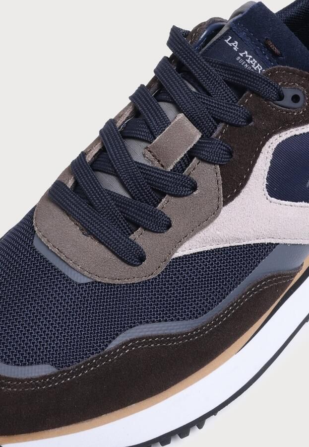 La Martina Sneakers laag marine donkerbruin bruin gemêleerd offwhite - Foto 3