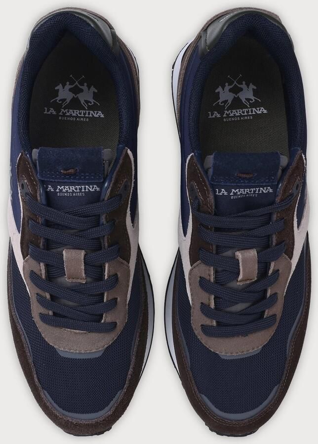 La Martina Sneakers laag marine donkerbruin bruin gemêleerd offwhite - Foto 2