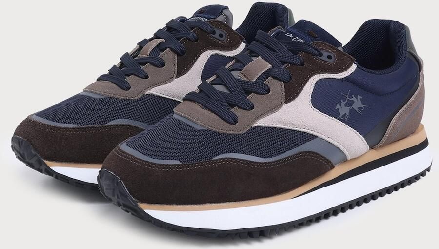 La Martina Sneakers laag marine donkerbruin bruin gemêleerd offwhite - Foto 4