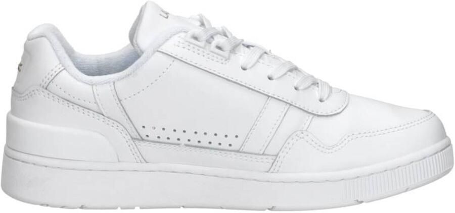 Lacoste Logo Sneaker Mat Leer Label Ingedrukt Vetersluiting White Dames