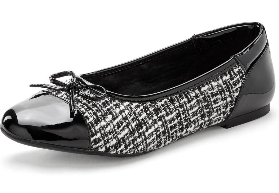 Lascana Ballerina's Slip-in ballerina in houndstooth-look vrijetijdsschoen slipper lage schoen vegan