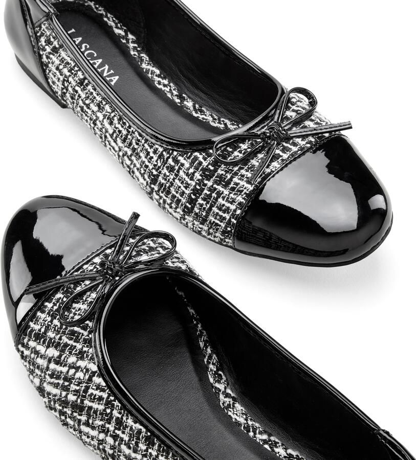 Lascana Ballerina's Slip-in ballerina in houndstooth-look vrijetijdsschoen slipper lage schoen vegan - Foto 2