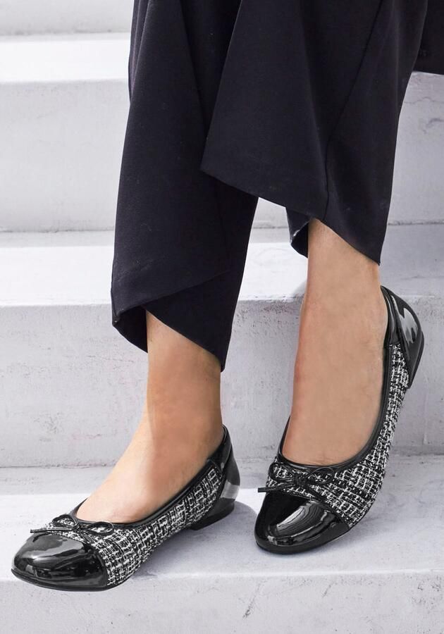 Lascana Ballerina's Slip-in ballerina in houndstooth-look vrijetijdsschoen slipper lage schoen vegan - Foto 4