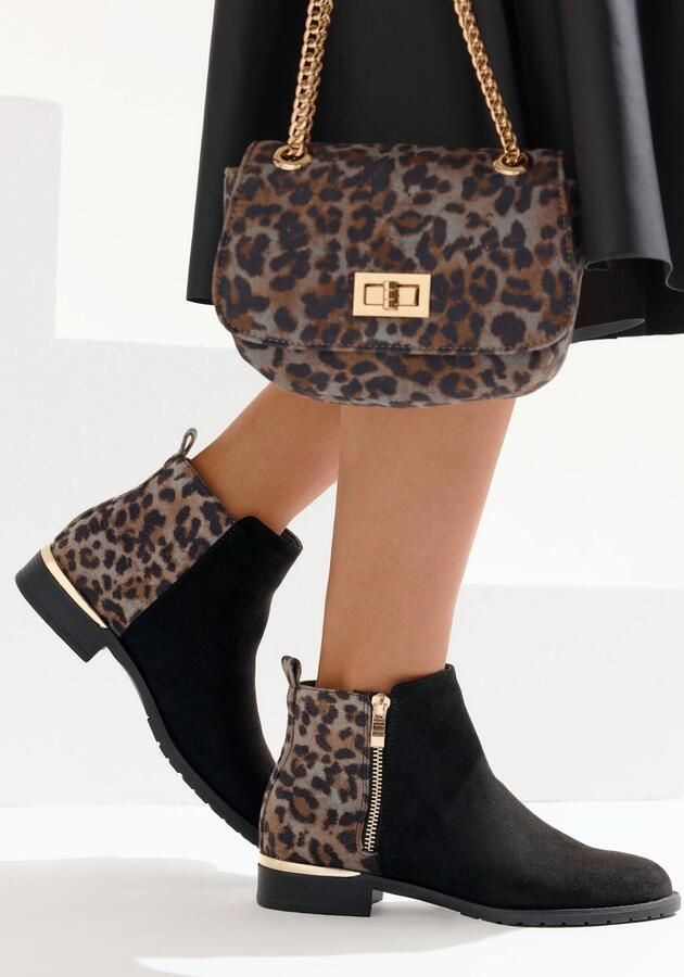 Lascana Laarsjes Ankle boots laarzen met leeuw-print vegan - Foto 5
