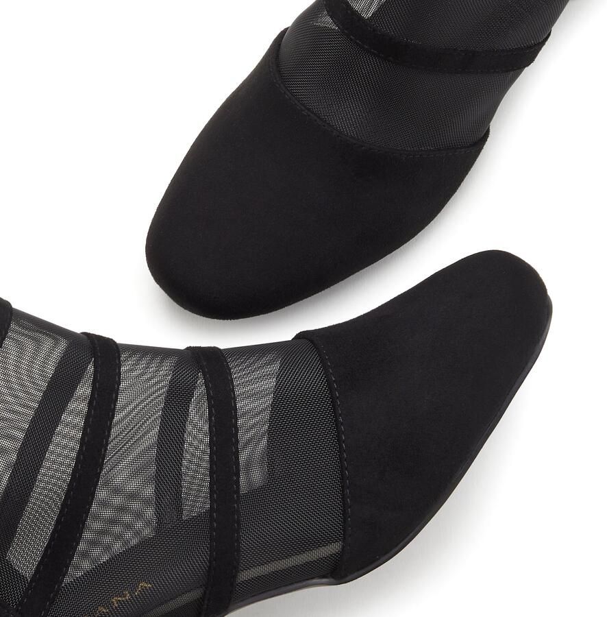 Lascana Laarsjes Ankle boots laarzen met modieuze mesh-inzetstukken en blokhak vegan - Foto 3