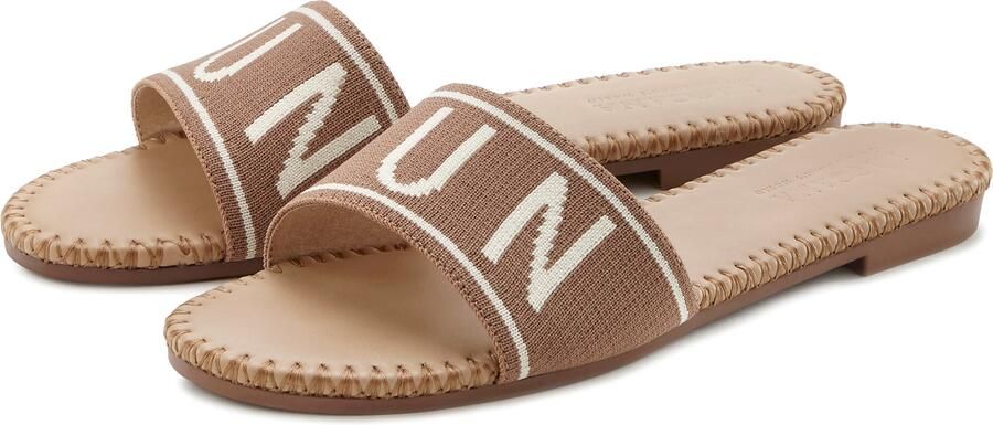 Lascana Slippers Mule sandaal open schoen van textiel met modieuze opdruk VEGAN - Foto 5