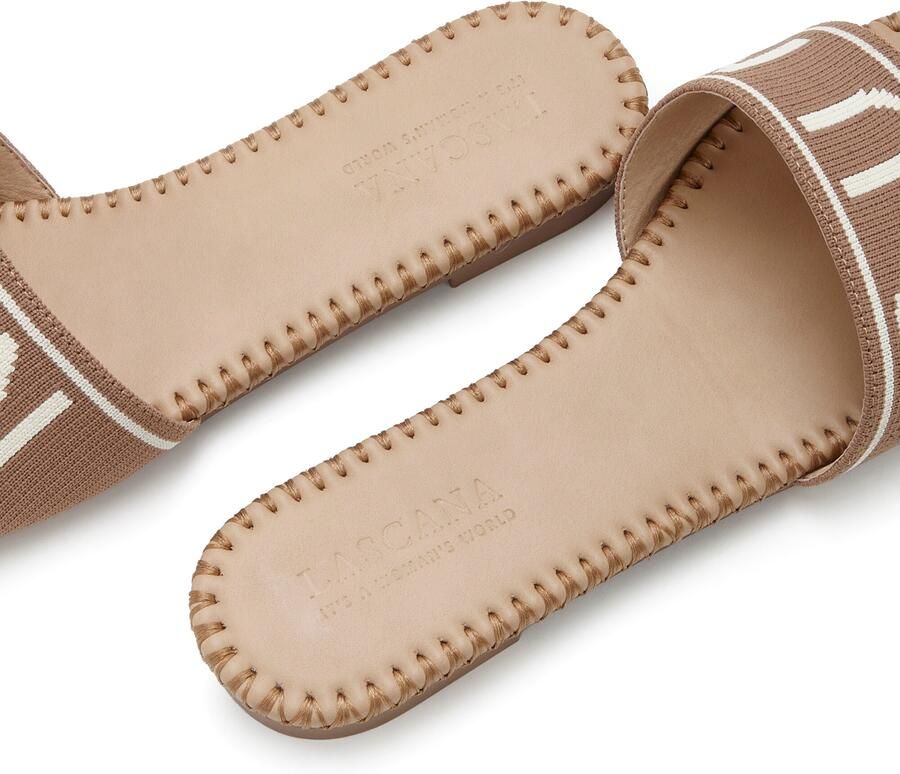 Lascana Slippers Mule sandaal open schoen van textiel met modieuze opdruk VEGAN - Foto 3